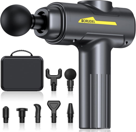 Massage Gun, Massage Gun Deep Tissue for Pain Relief with 7 Massage Heads & 6 Speeds and Carrying Case (Grey)