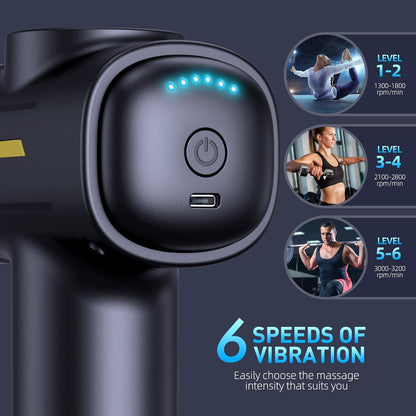 Massage Gun, Massage Gun Deep Tissue for Pain Relief with 7 Massage Heads & 6 Speeds and Carrying Case (Grey)