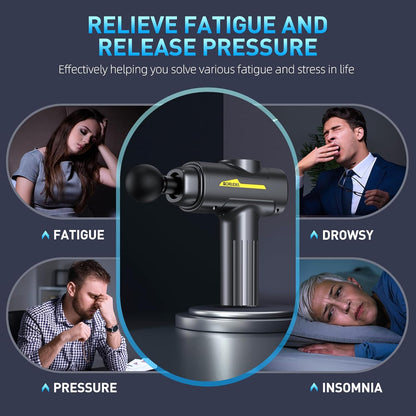 Massage Gun, Massage Gun Deep Tissue for Pain Relief with 7 Massage Heads & 6 Speeds and Carrying Case (Grey)