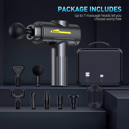 Massage Gun, Massage Gun Deep Tissue for Pain Relief with 7 Massage Heads & 6 Speeds and Carrying Case (Grey)