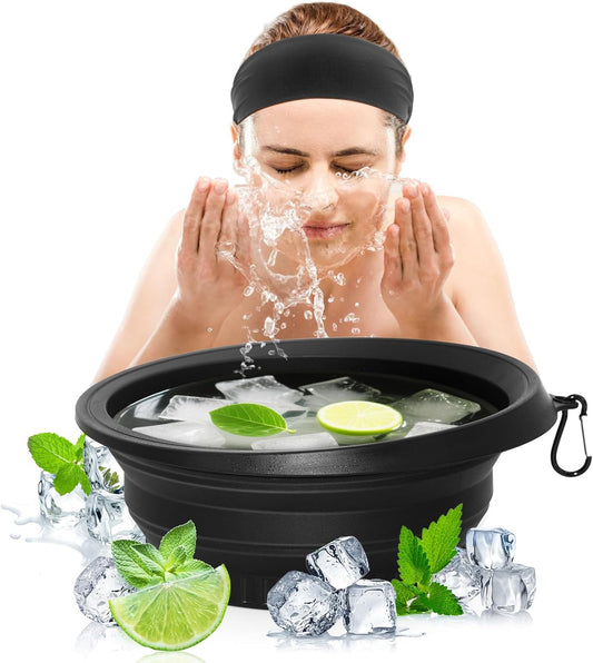 Foldable Ice Bowl with Built-In Ice Tray – Silicone Facial Ice Bath for Shrinking Pores, Boosting Circulation, Cold Plunge Skincare Gift for Men & Women