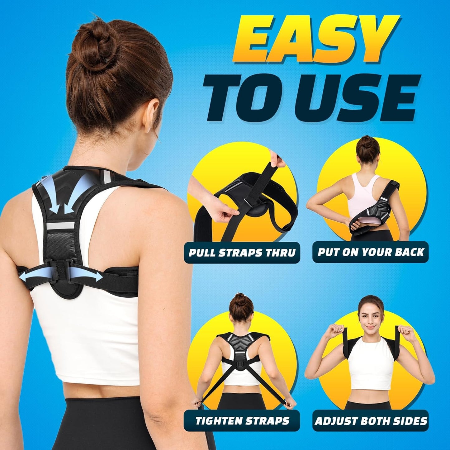 Back Posture Corrector for Women & Men, Comfy Adjustable Back Brace to Improve Posture & Relieve Back Pain (Mens S/2XL - Women S/2XL+)