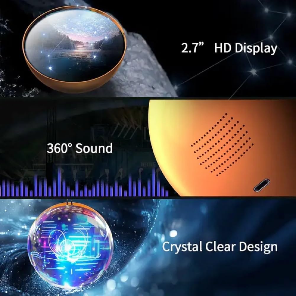 3D Crystal Ball Ultrasound 2.7" Crystal Ball Digital Display,Crystal Ball Digital Photo Album-DIY Video Display Sphere,Customizable Gift with Electronic Screen-Great for Couples,Pets, Memories