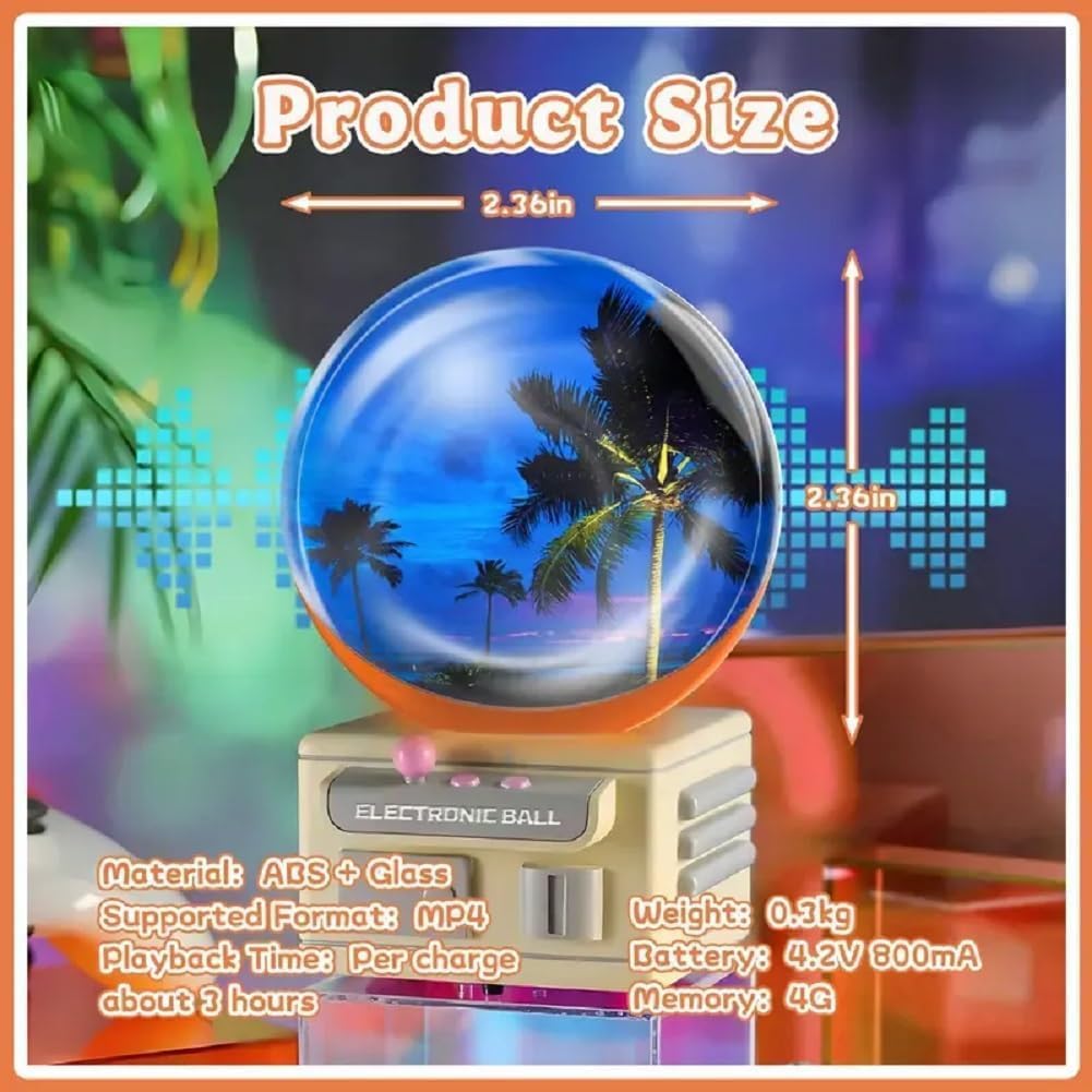 3D Crystal Ball Ultrasound 2.7" Crystal Ball Digital Display,Crystal Ball Digital Photo Album-DIY Video Display Sphere,Customizable Gift with Electronic Screen-Great for Couples,Pets, Memories