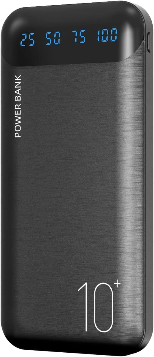 Power Bank 10000mAh Portable Charger Slim External Battery Pack with 2 USB 2.4A Outputs and USB C In/Out Compatible with Huawei iPhone 16 15 14 13 12 iPad Samsung Galaxy S20 Android Tablet